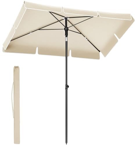 SONGMICS Parasol 230 x 150 cm, Protection Solaire UPF 50+, Inclinable sur 30° dans les 2 sens, Hauteur Réglable, avec Sac de Transport, pour Jardin, Terrasse, sans Base, Beige GPU044M01