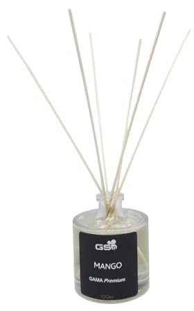 GS10 Ambientador MIKADO de Hogar Mango - Ambientador de Varillas de Larga Duración para Casa, Oficina o Tienda - Gama Premium Elegante- Difusor con Varillas de Ratán - 100 ml