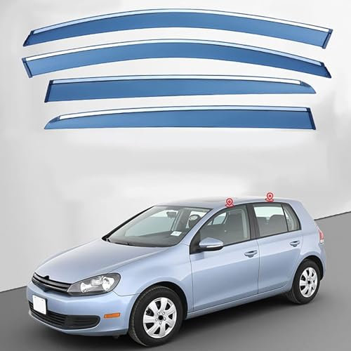 PRMTYUP 4 Stück Windabweiser Autofenster für VW Golf 6 2009-2016, Autofenster Regenschutz, Regenabweiser, Integrierte Deflektoren Zubehör
