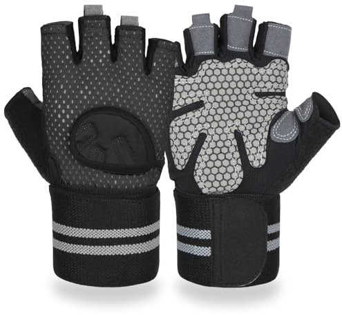 Wnddle Fitness Handschuhe, Trainingshandschuhe, Atmungsaktive Gewichtheber-Handschuhe, Trainingshandschuhe mit Handgelenkband-Unterstützung, verbessert die Handflächenschutz, für Fitness, Training.