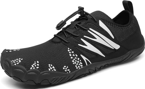 Mishansha Badeschuhe Herren Damen Wasserschuhe Atmungsaktive Schnell Trocknend Schwimmschuhe rutschfeste Leicht Barfußschuhe fur Männer Frauen, Tinte Schwarz, 44 EU