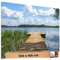 TRIOSK Sichtschutz Garten Deko Zaun Plane Blickdicht groß mit Zaunblende Motiv Holz Steg Holzweg Schilf See für Zaunelement Doppelstabmatten Stabmattenzaun Gartenzaun PVC 250x180 cm