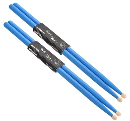 QUARKZMAN 2 Pares de Baquetas de Madera de Arce con Mangos Antideslizantes 7A Azul Baqueta Clásica de Madera para Instrumento Musical de Percusión