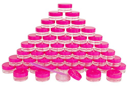 Wopanxye 50 Packs 3ml 0.1oz Plastic Sample Make-up Jars, 3g Small Round Cosmetic Container Pot with Lid for Cream Bath lotion Ointments Salves Lip Balm Scrubs Powder Essence Eye-shadow Travel Storage