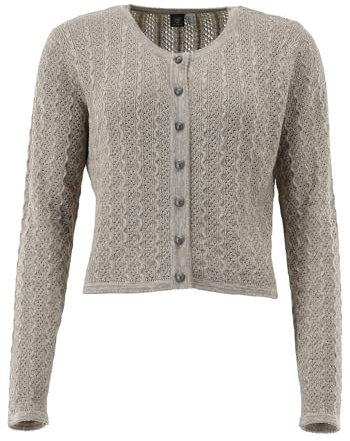 OS Trachten Strickjacke mit Rundhalsausschnitt Borida, Größe:50, Farbe:ecrue