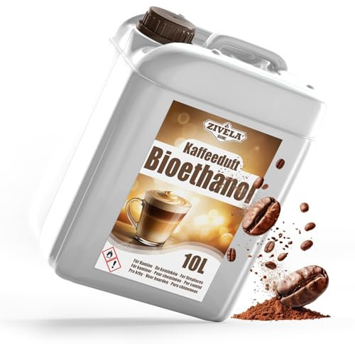 Bioetanol 96,6% 10L | Bio Alcohol Café Aroma 96,6% 10L | Bioetanol para Chimenea, Chimenea de mesa, Chimenea de Bioetanol | Aroma de café de bioetanol | Combustión limpia, sin humo, llama viva y