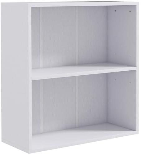 HOMCOM 2 Tier Low Bookcase Small Bookcase Compartments White