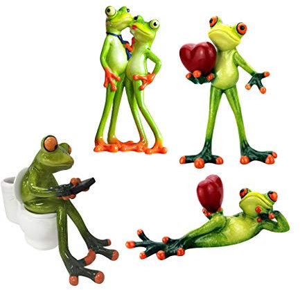 FLCPJGV 4 Stücke 3D Neuheit Frosch Figuren Frosch auf Der Toilette Skulptur Garten Decor