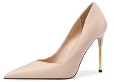 QUEEN HELENA Décolleté con Tacco a Spillo Scarpe a Punta Eleganti Donna K3455 (Nude Pu, Sistema Taglie Calzature EU, Adulto, Donna, Numero, Media, 40)