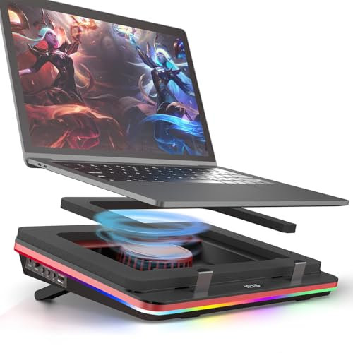 IETS Supercharged Laptop Cooling pad with Continuously Variable Speed turbofan,Seal Foam for Rapid Cooling 13-19inch Gaming Laptop,Air Filtration,RGB and USB Hub,Powerful Laptop Cooler
