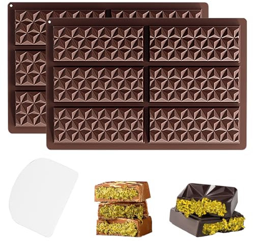YXHZVON Molde Chocolate Tableta, 2 Piezas Moldes de Silicona para Chocolate con 1 Raspador, Moldes de Silicona para Hacer Chocolate