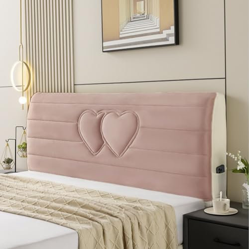 HORLSKI Fodera Per Testiera Del Letto in Velluto Morbido Decorativo Per Camera Da Letto Misura Singolo Matrimoniale King Queen Protezione Imbottita Resistente E Lavabile,Rosa,150cm