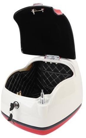 aqxreight 38L Motorrad-Topcase, Modischer Look, Wasserabweisend, Reichlich Platz, Kofferraum-Top-Box für Elektrofahrrad, Roller, Boxen, Motorrad-Lastenträger (rot-Weiss)