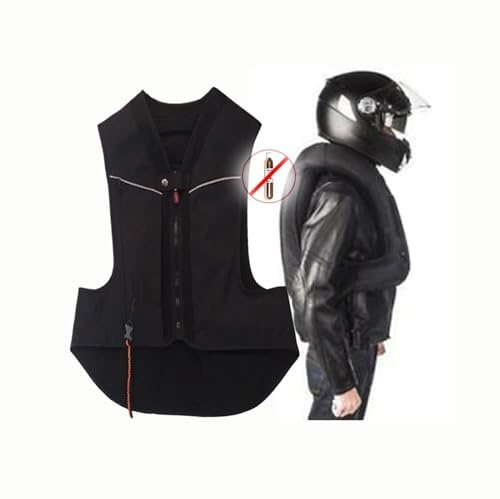 Motorrad Airbag Weste Fahrrad-Schutzjacke Mit Reflektorstreifen for Erwachsene Geeignet/einstellbar(Black,M)