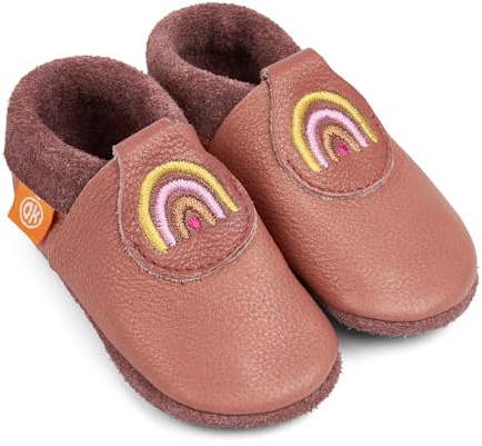 Orangenkinder Bio-Leder Kinder-Hausschuhe – Softsohle Krabbelschuhe & Lauflernschuhe Poppies, Öko-Lederpuschen Handmade in Germany für Babys & Kinder