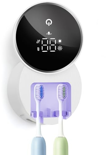 UV Toothbrush Sanitizer and Holder, WONICO Smart Tooth Brush Holders for Bathroom, Toothbrush Wall-Mounted Cleaner Organizer with Auto-Inductive Cover Fits Electric, Manual Toothbrushes for Home