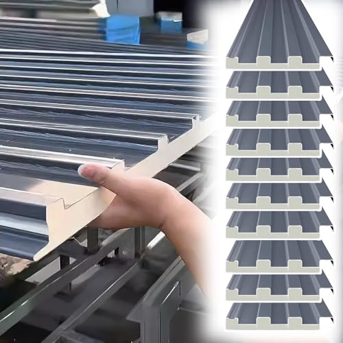 Elitix Corrugated Roofing Panel 6 8 10 Pack, Twin Wall Ceiling Cladding Panels for Outdoor Greenhouse Shed Roofing, Chicken Coop Roof Deck Cover(Gray,10 PCS_L 2.4M/94.4IN/7.9FT)