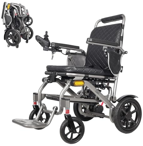 iCAN iFold Lightwight Electric Wheelchair Y-12, Folding, 20kg lightweight, Removable 10Ah Lithium Battery, 11 miles Range, 120kg capacity, Aluminium Powerchair Portable for Travel & Airplane Approved.