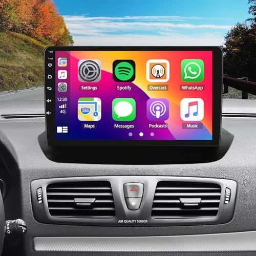 [2G+64G] ikasus Autoradio Navi für Renault Megane 3 2009-2014 Android 15 mit Wireless Carplay 9 Zoll Bildschirm Radio Android Auto GPS WiFi Rückfahrkamera FM RDS Mirror Link Split Screen SWC Bluetooth