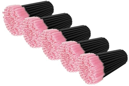Tifanso 500PCS Disposable Lash Spoolies, Eyelash Eyebrow Brush for Extensions, Mascara Wands, Lash Extension Supplies, Eye Makeup Brushes & Tools, Pink