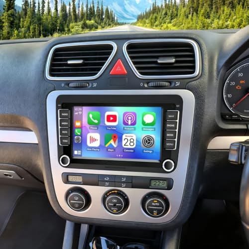 2+64G Android 13 Autoradio für VW EOS 2007-2010 mit kabellosem Carplay | 7 Zoll Touchscreen Auto Stereo Display Player Radio GPS Navigation Head Unit mit Android Auto FM RDS Bluetooth Rückfahrkamera