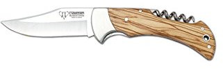 Cudeman Jagd Taschenmesser Satin Olivenholz, Klingenlänge: 9 cm, CUDM-1222