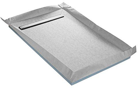 Receveur de douche à carreler caniveau 4 pentes + natte étanche + siphon ultra plat - 140 x 90 cm