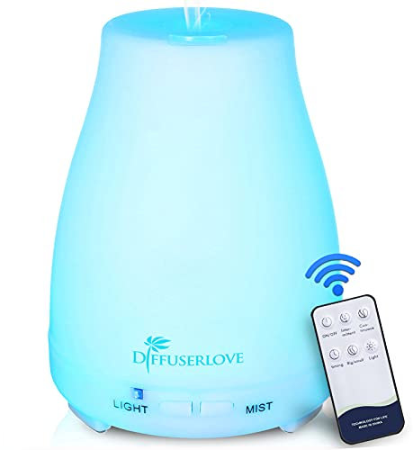 Diffuserlove Diffuseurs d'Huiles Essentielles Electrique 200Ml Humidificateurs à Diffuseur d'Aromathérapie avec 7 Lumières De Couleur Et Arrêt Automatique sans Eau pour Chambre Bureau Cuisine