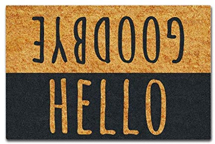 Sun&Home Door Mat Entrance Floor Mat Hello Goodbye Doormat Home and Office Decorative Indoor/Outdoor DoorMat 23.6x15.7 Inches