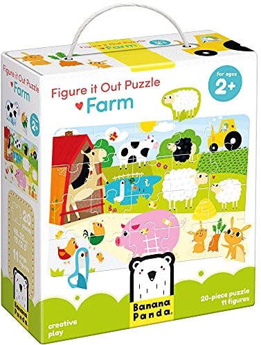 Banana Panda - Figure It Out Puzzle - Farm - Anfängerpuzzle mit Tierfiguren - für Kinder ab 2 Jahren Mehrfarbig 31 Stück (1er Pack)