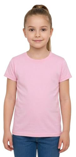 Girls Cotton T Shirt Plain Crew Neck - Girls T Shirt Baby Pink 7-8