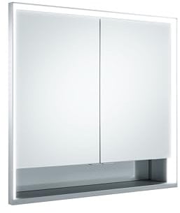 KEUCO Royal Lumos LED Spiegelschrank mit 2 Türen und offenem Fach, 80 cm, Made in Germany, Einbau, Aluminium-Korpus, Seiten verspiegelt, Beleuchtung dimmbar, Lichtfarbe einstellbar