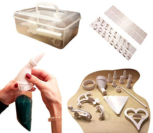 Set de decoración de tartas de 100 piezas, con 15 boquillas para manga pastelera, varias letras, números, moldes para galletas, herramientas para modelar con caja de almacenamiento, juego de