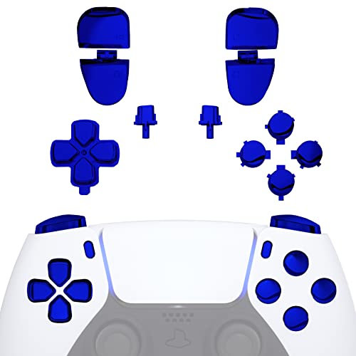 eXtremeRate Replacement D-pad R1 L1 R2 L2 Triggers Share Options Face Buttons for ps5 Controller BDM-030 BDM-040 BDM-050, Chrome Blue Full Set Buttons Repair Kits with Tools for ps5 Controller
