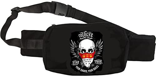 Tolle Bauchtasche ~ Cologne Totenkopf - schwarz ~ Tasche Karneval Gürteltasche