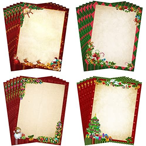 Teling 48 Sheets Christmas Stationery Printer Paper 8.5 x 11'', Vintage