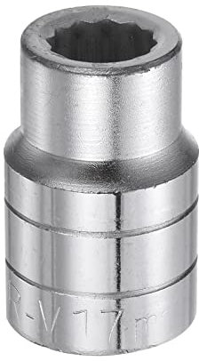 sourcing map 17mm 12 Point Shallow Socket 3/4 Drive Standard Metric CR-V