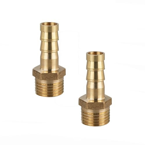 TopHomer Lot de 2 Raccords de Tuyau BSP en Laiton 10 mm Cannelés x G3/8 Mâle, Fileté BSP Coupleur en Cuivre
