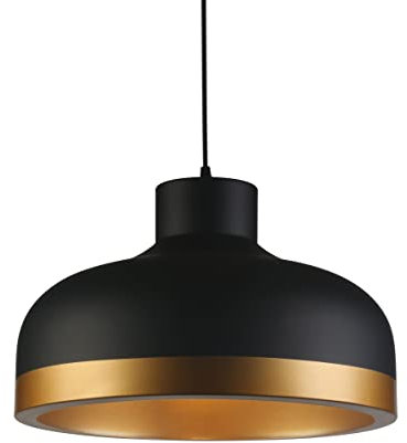 GTV Pendelleuchte Deckenleuchte GOLDI, AC220-240V0, 50/60Hz, 1*E27, IP20, DURCHM. 30 CM, einzeln, schwarz/gold, modernen Stils, OS-GOLD1-11-DEC