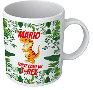 Tazza Dinosauri Personalizzabile - Forte Come Un T-Rex - Dinosauro - Preistoria - Dinosauretto - Bambino - Maschio - Idea Regalo