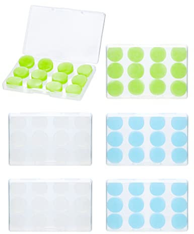 QWORK® 36 Pairs Soft Ear Plugs for Sleeping, Reusable Silicone Earplugs Noise Reducing Sound Blocking for Sleeping, Swimming, Travelling, Office, Concerts, Study (Blue, Green, White)