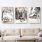 TROYSINC 3er Premium Poster Set, Winter Bilder, Elch, Holzhaus, Wald Wandkunst Wandbilder, Leinwand Drucke Wohnzimmer bilder Modern Wanddeko Bilder, Kein Rahmen (A,30x40cm)