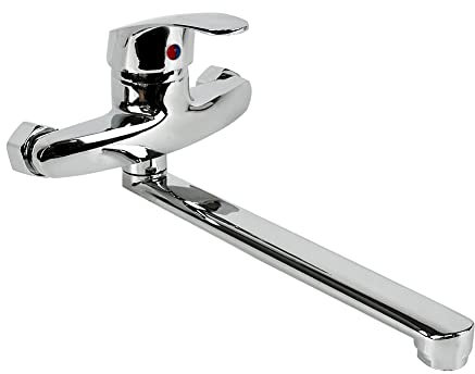 Rubinetto a parete da cucina MOKEKA Miscelatore Monocomando a Lavello girevole a 360° per Regolare L'acqua Calda e Fredda
