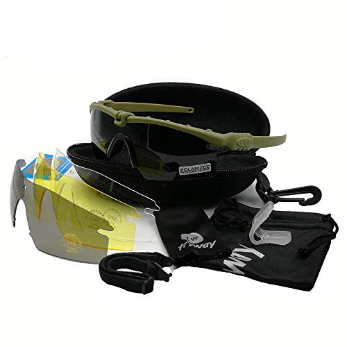 Taktische professionelle Schutzbrille Ballistic M 3.0 Militärische Strike-Brille UV400 Armee Airsoft-Schießen Gafas-Sportarten Polarisierte Radfahren Paintball Brillen (Grün polarisiert)