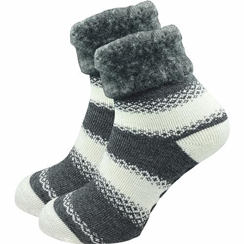 GAWILO Damen Stoppersocken (1 Paar) weich & warm | Haussocken - Noppensocken | ideal als Hausschuh Ersatz mit ABS Sohle (39-42, farbig 1)