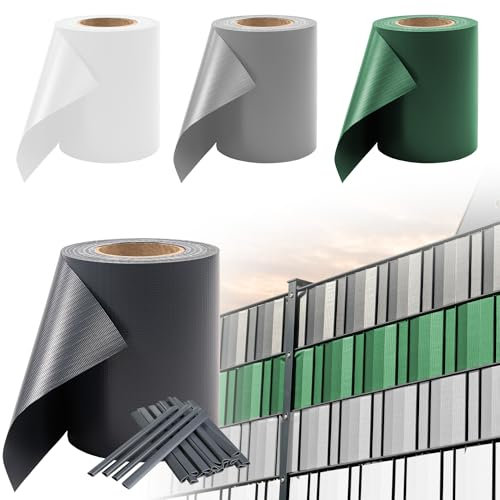 Fepro® Hart-PVC Sichtschutzstreifen Weiß RAL9010 40x 2,525m Doppelstabmatten Zaunfolie Windschutz blickdicht Sichtschutz Zaunverkleidung Blickschutz