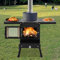Estufa de camping, estufa de leña portátil para exteriores con 5 tubos de chimenea, horno de tienda de campaña, horno de jardín, patas plegables, guantes, con bandejas en ambos lados
