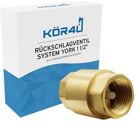 kör4u Clapet anti-retour système York 1 1/2, laiton, PN10, filetage intérieur des deux côtés, convient pour l'eau potable (1 1/2)