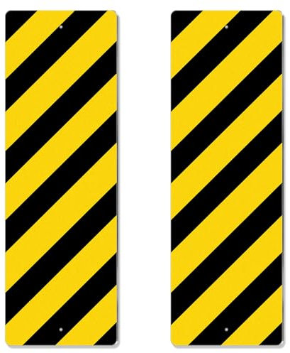 Therwen Lot de 2 panneaux réfléchissants d'extérieur résistants aux intempéries en aluminium réfléchissant noir sur jaune pour allée, panneaux d'avertissement de rue, réflecteur en métal pour route,