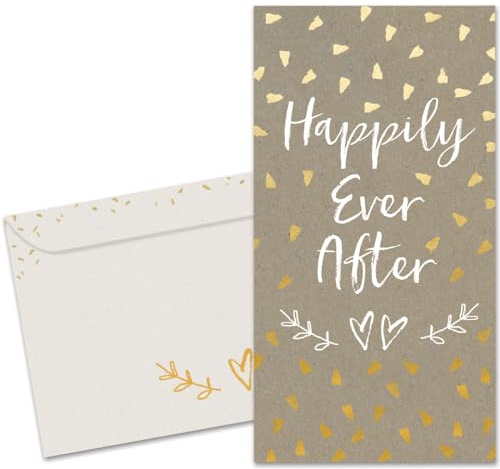Tree-Free Greetings - Wedding Money Holder Greeting Card - Artful Designs - 1 Money Holder Card + Matching Envelope - Made in USA - 100% Recycled Paper - 3.7 x 7 - Happily After Today (ZO70241)